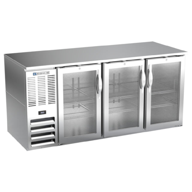 Beverage Air BB72HC-G-S - Refrigerated Back Bar Storage Cabinet, Three-section, 72"W X 30-3/8"D X 34"H