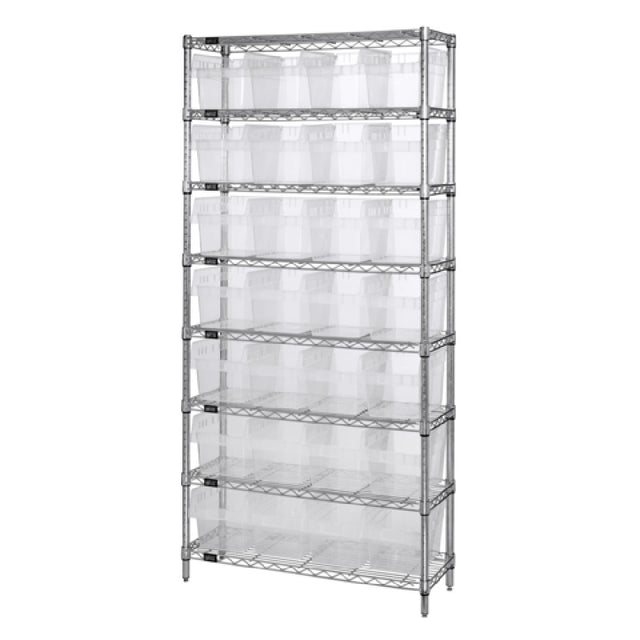 Quantum WR8-808CL Bin Wire Shelving System 36"W X 18"D X 74"H Overall Size 800 Lb. Capacity Per Shelf