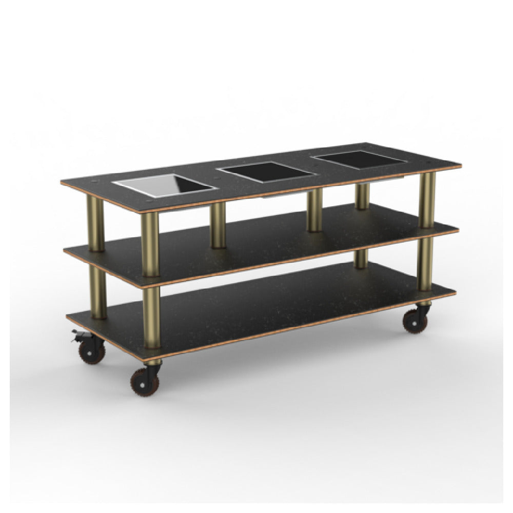 Steelite MGCMLD07MBXH - Modular Triple Warming Unit Marble Brushed Brass Heavy Duty Casters