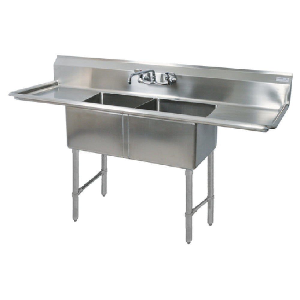BK Resources BKS6-2-18-14-18TS Sink Two Compartment 75-1/4"W X 23-1/2"D X 44-1/16"H Overall Size