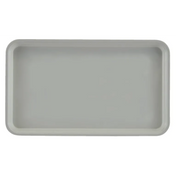 A rectangular, light gray Camtray with raised edges and rounded corners, shown from a top-down view on a plain white background. Made of high-impact fiberglass, this dishwasher safe tray features a smooth finish and simple, minimalist design.