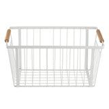 TableCraft Products 11786 - Storage Basket, 13-1/2"W X 9"D X 6-5/8"H, Powder Coated Steel With Wooden Handles
