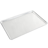 A full size, rectangular, perforated aluminum sheet pan with slightly raised edges is shown on a white background. The small holes across the surface ensure even air flow when baking.