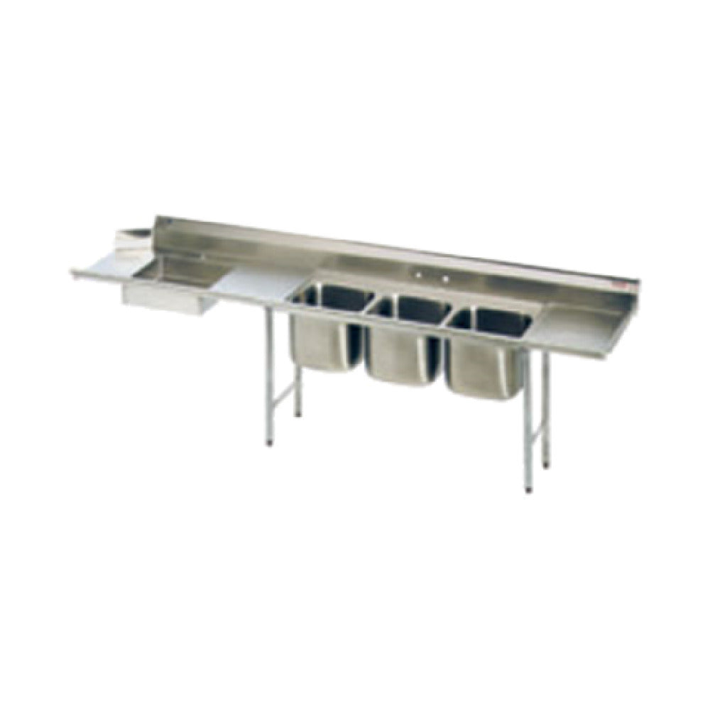 Eagle SDTPR-124-16/3 Soiled Dishtable/3-Compartment Pot Sink Straight Design