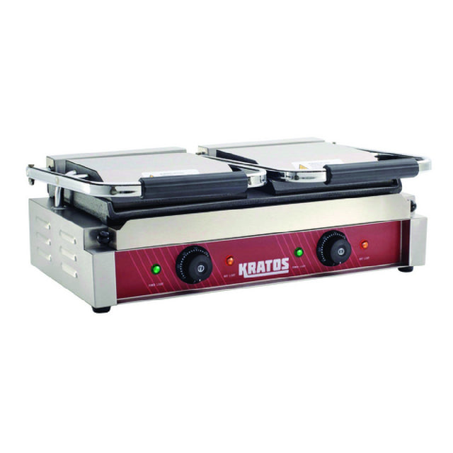 Hubert 29Y-024 - Kratos® Commercial Double Panini Grill, Smooth Plates, 18.7"X9" Plate