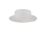 A translucent, white silicone rubber bumper with a rounded top and wide flat base, set against a plain white background. Smooth and flexible, it features a durable silicone valve and is designed to cushion or protect surfaces.