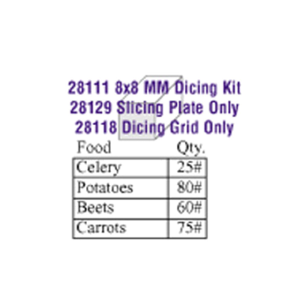 Robot Coupe 28111W Dicing Kit 8 X 8mm (5/16") Includes: Slicing Disc (28129) & Dicing Grid (28118)