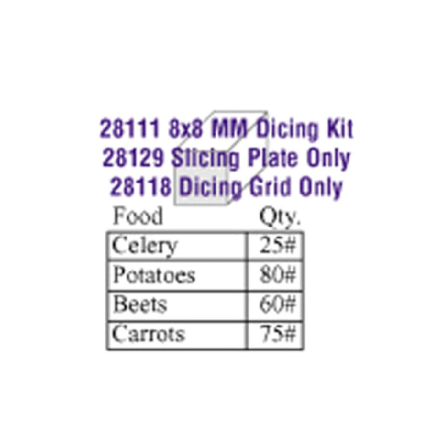 Robot Coupe 28111W Dicing Kit 8 X 8mm (5/16") Includes: Slicing Disc (28129) & Dicing Grid (28118)