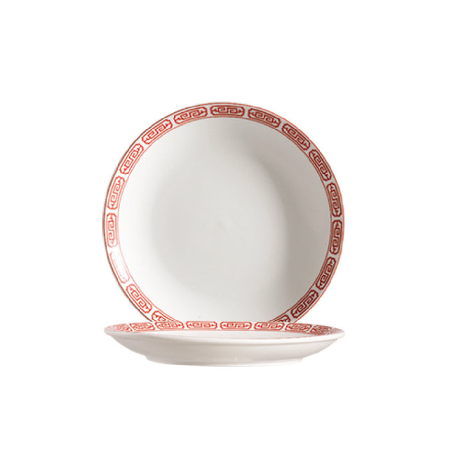 CAC China 105-16C Red Gate Plate 10" Dia. X 1-1/4"H Round