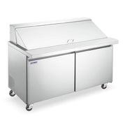 Omcan 59047 (PT-CN-1524E-HC) Aurora Refrigerated Prep Table Two-section Rear Mount Self-contained Refrigeration