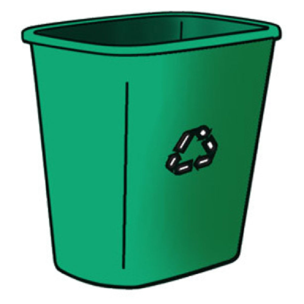 Rubbermaid FG295606GRN Deskside Recycling Container 28 Qt. 14-3/8"W X 10-1/4"D X 15-1/8"H
