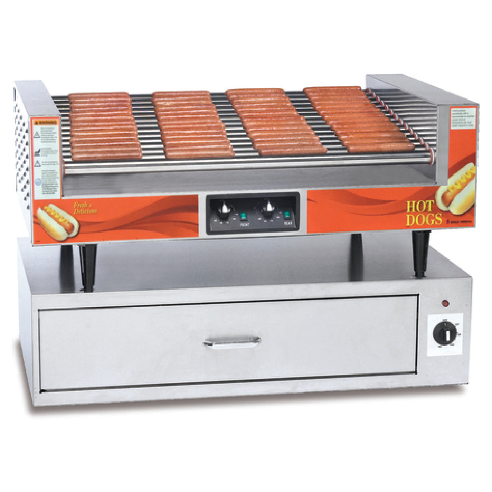 Gold Medal 8225 - Super Diggity, Slanted Hot Dog Grill, (14) Stainless Steel Rollers