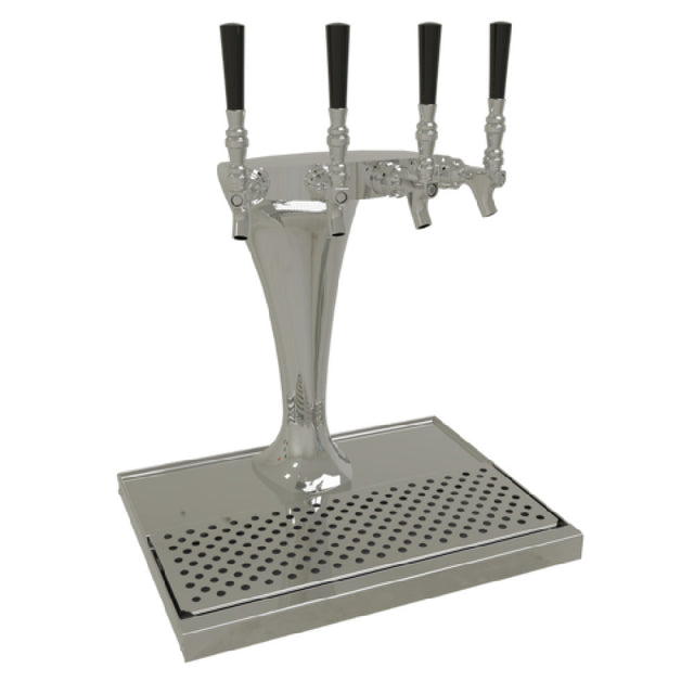 Glastender CBT-4-MF Cobra Draft Dispensing Tower Countertop (4) Stainless Steel Faucets (handles Not Included)