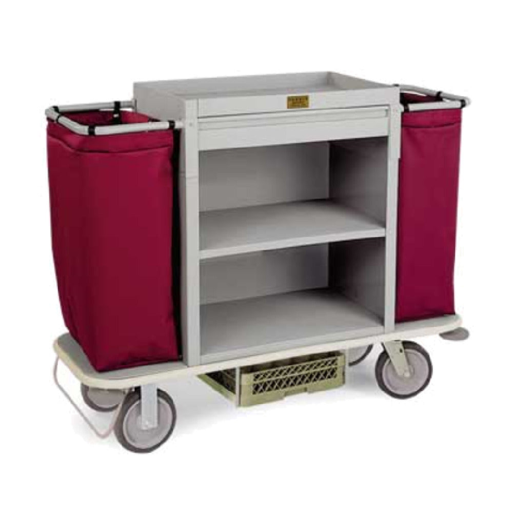 Forbes Industries 2200-33 Plastic Housekeeping Cart Two Shelves In A 30" W X 19" D X 33" H Cabinet With 2" Deep Top Tray