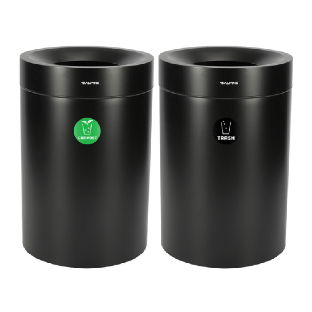 Alpine Industries ALP475-50-BLK-CO-T Compost Bin And Trash Can 50 Gallon Stainless Steel