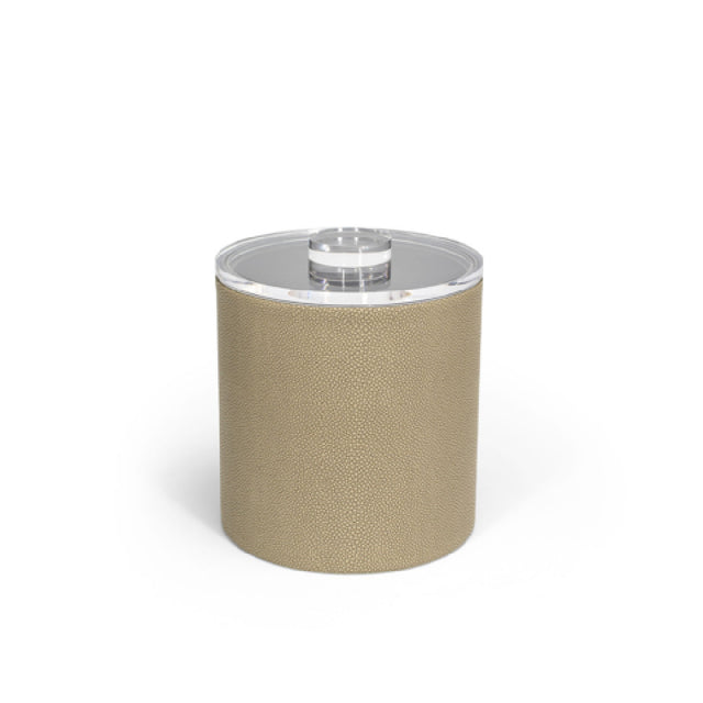 FOH RIB018BEL21 3.5qt Round Belize Ice Bucket Dune With Acrylic Lid Includes One RIB022CLT21 3.5qt Round Ice Bucket Lid Acrylic