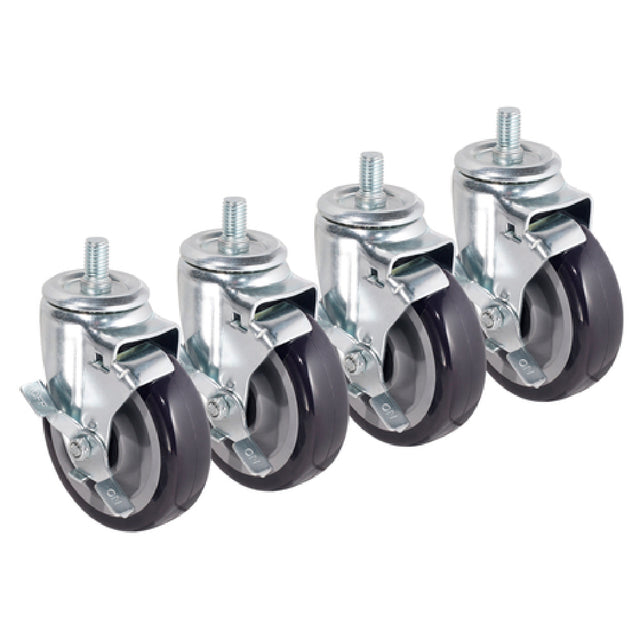 Krowne 28-185S Krowne Heavy Duty 5/8" 11 Threaded Stem Caster 5" Wheels With Brakes