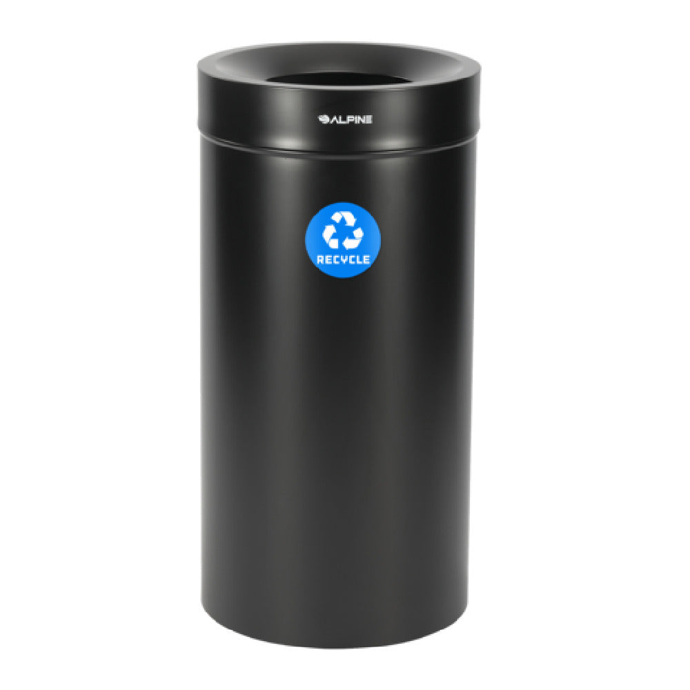 Alpine Industries ALP475-27-BLK-R Recycling Can 27 Gallon Stainless Steel