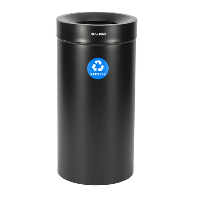 Alpine Industries ALP475-27-BLK-R Recycling Can 27 Gallon Stainless Steel
