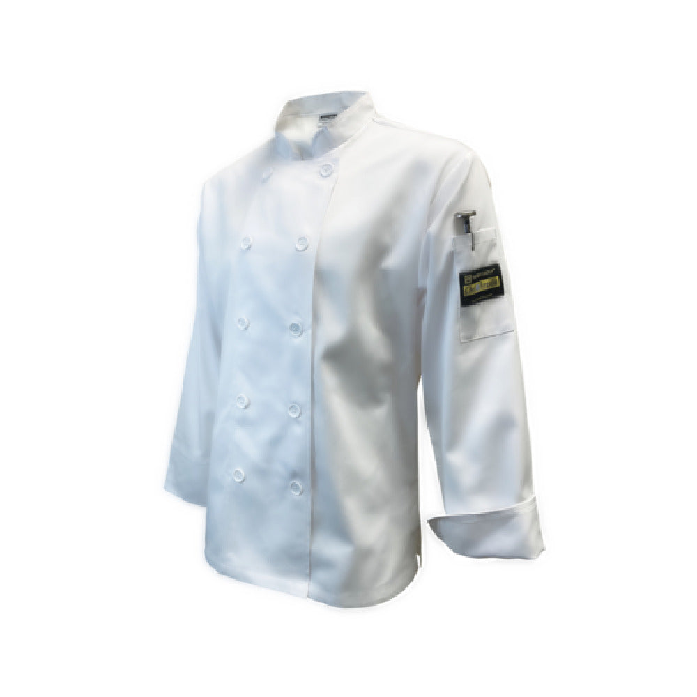 Thunder Group CJ406WHM Chef Regalia Women's French Cuffs Chef Jac Tapered Long Sleeve