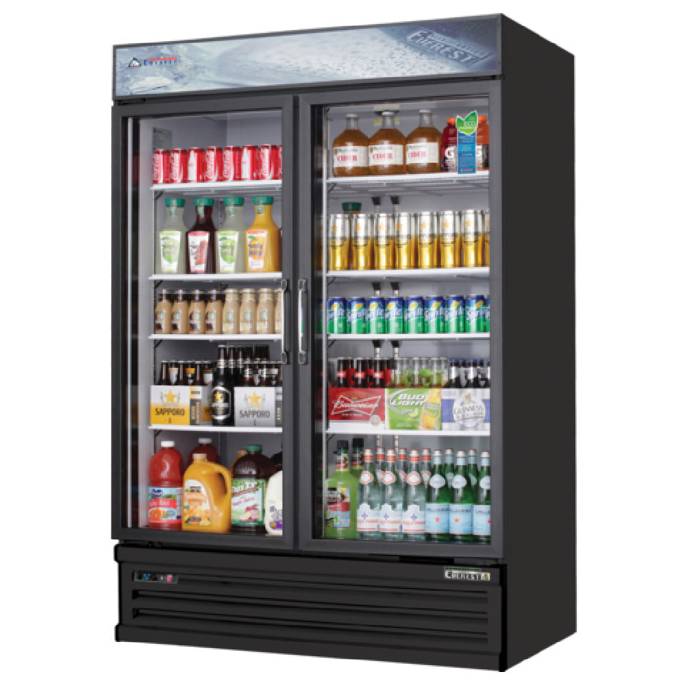 Everest Refrigeration EMSGR48B Reach-In Glass Door Merchandiser Refrigerator Two-section