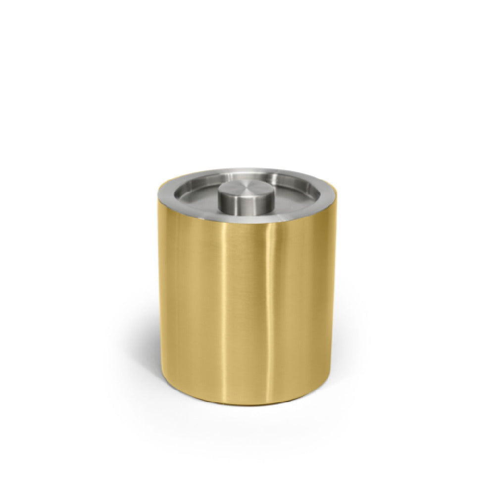 FOH RIB072GOS21 2qt Round Stainless Ice Bucket Matte Brass With Brushed Stainless Lid