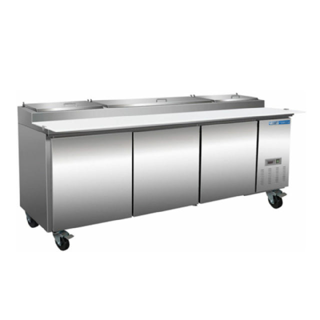 Hubert 69K-762 - Kratos® Pizza Prep Table, 94"W, Includes (12) Third-size Pans And An 18" Removable Cutting Board