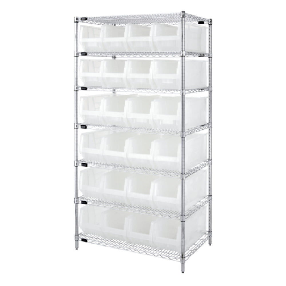 Quantum WR7-951CL Wire Shelving Container System 36"W X 24"D X 74"H 800 Lb. Capacity