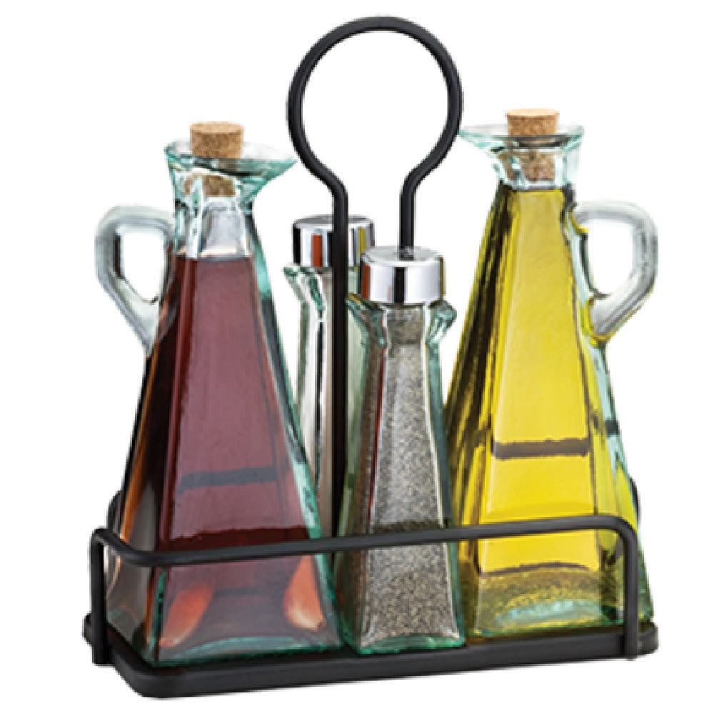 TableCraft Products 61517NBK - Marbella™ Oil & Vinegar/Salt And Pepper Set, 5-piece