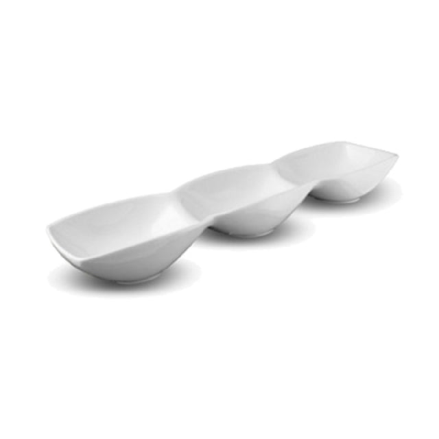 International Tableware FA3-145 Bowl Platter 14-1/2"W X 4"D X 1-3/4"H (3) 5 Oz.-compartment Oval Wells