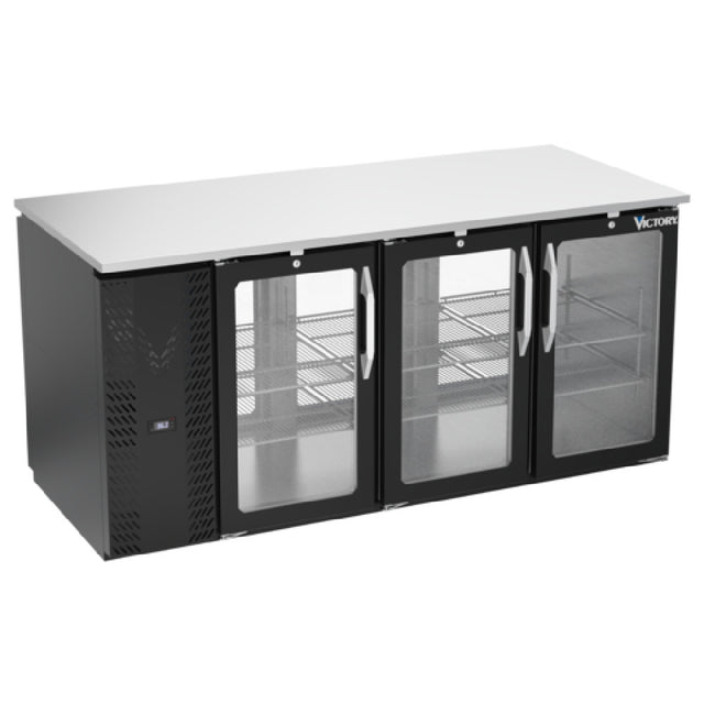 Victory VBB72HC-FG-PT-B - Pass-Thru Back Bar Refrigerator, Food Rated, Three-section