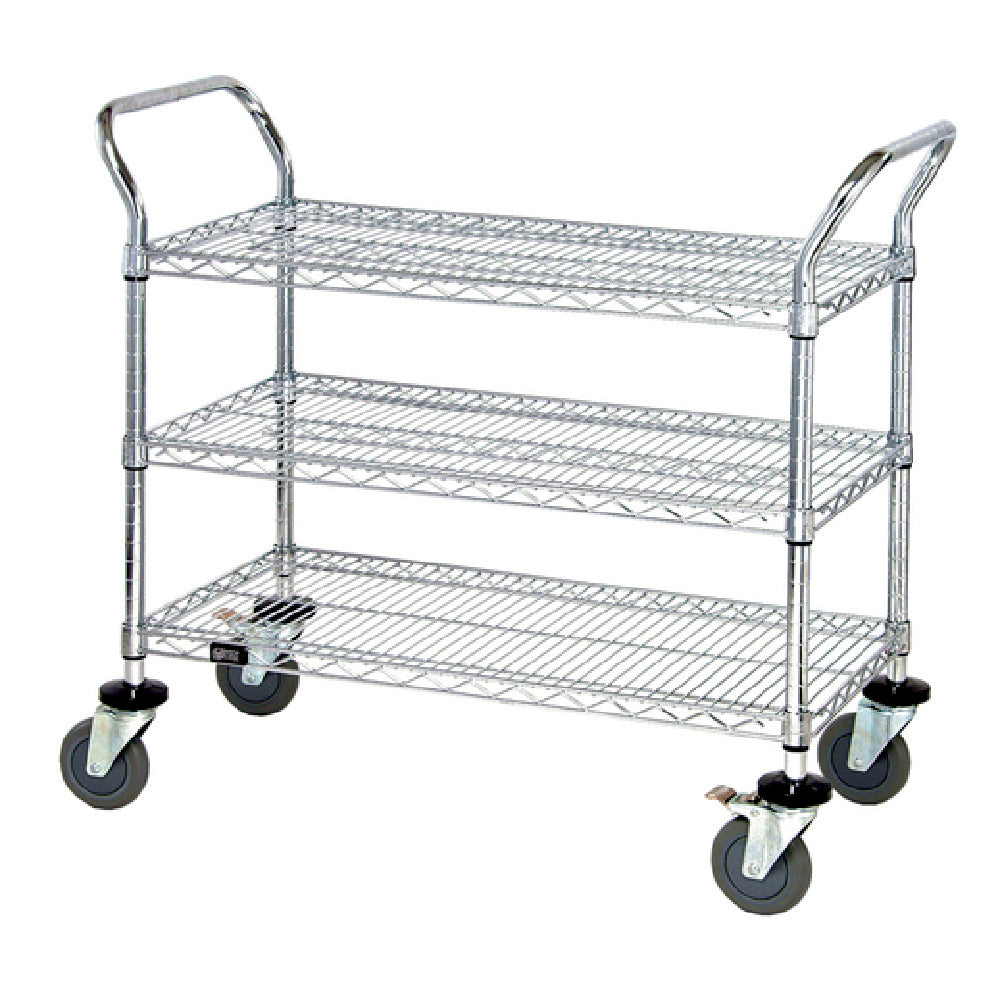 Quantum WRC-2442-3 Utility Cart 42"W X 24"D X 37-1/2"H (3) Wire Shelves