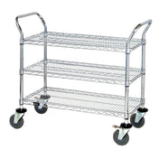 Quantum WRC-2442-3 Utility Cart 42"W X 24"D X 37-1/2"H (3) Wire Shelves