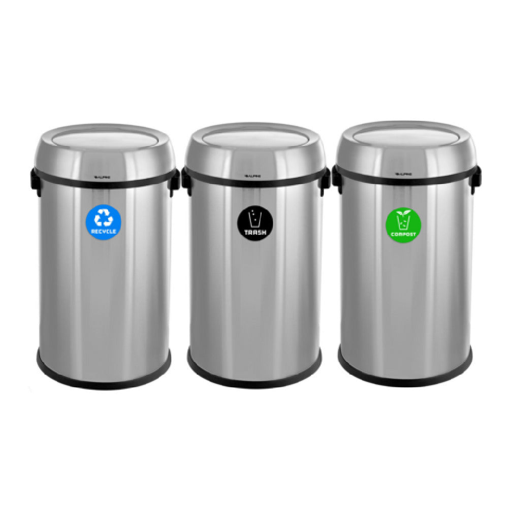Alpine Industries ALP470-65L-1-R-T-CO Recycling With Trash And Compost Bin 17 Gallon (65 Liter) Each