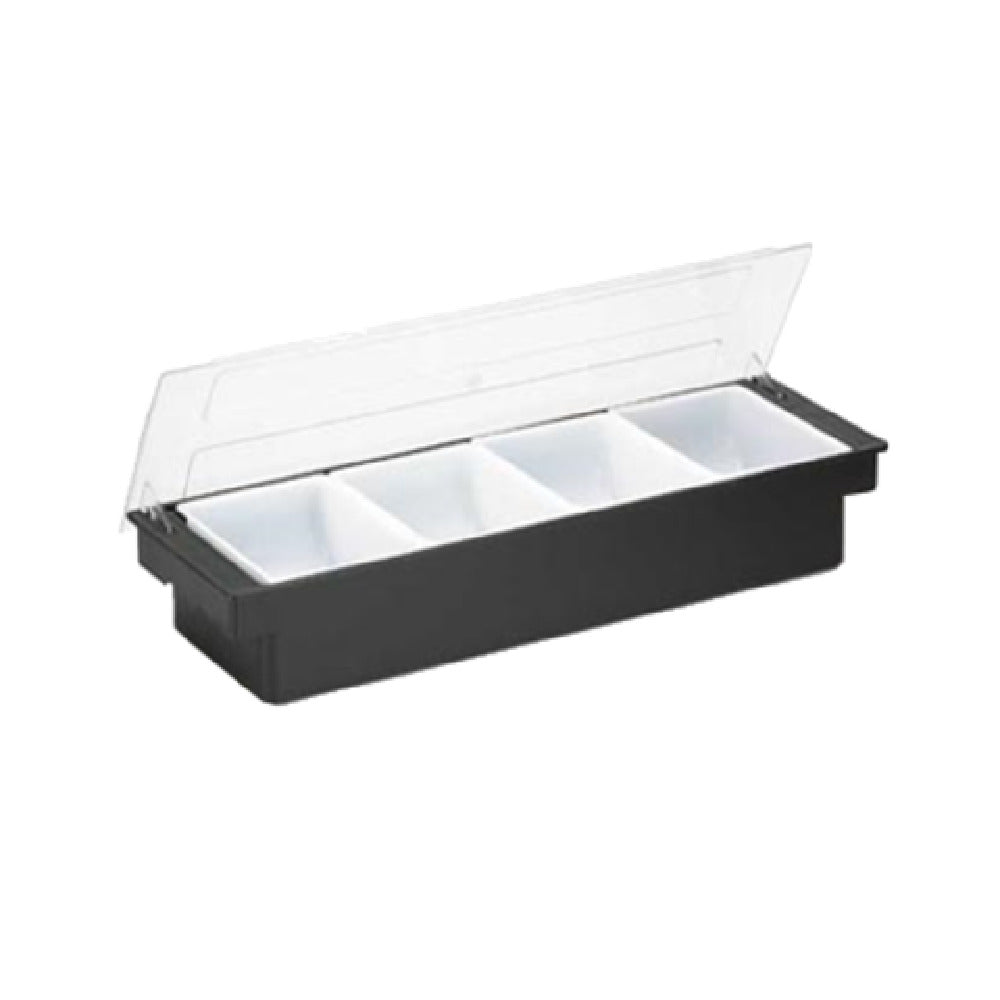 TableCraft Products 103 - Bar Condiment Holder, 19-1/2" X 6" X 4-1/4", (4) 1-1/2-pint White Inserts
