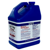 A blue plastic gallon jug of H.D.C. HW-1 liquid detergent with a white label featuring red and blue text. This premium quality detergent is designed for use in glass washing and underbar glass washing machines, removing lipstick stains and keeping beer head.