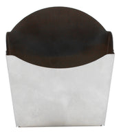 A metallic wall-mounted mail holder from the Better Burger Collection features a smooth stainless steel front panel and a darker bronze curved back, blending modern style with durability. The holder is empty and displayed against a white background.