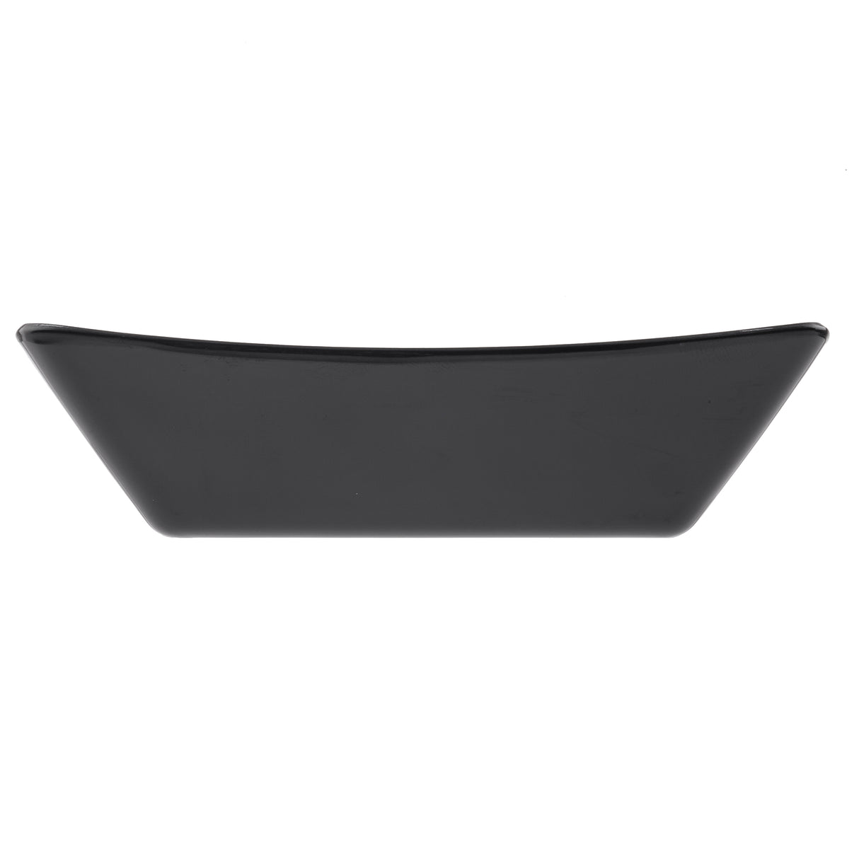 A black rectangular Better Burger Fry Tray with slightly curved sides and a smooth surface is shown against a white background. The photo highlights the minimalist, modern design of this dishwasher safe melamine fry tray.