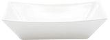 A rectangular, white melamine dish with slightly flared sides and rounded edges. The dish features a smooth, glossy surface and is empty, positioned on a white background—perfect as a fry tray from the Better Burger Collection.