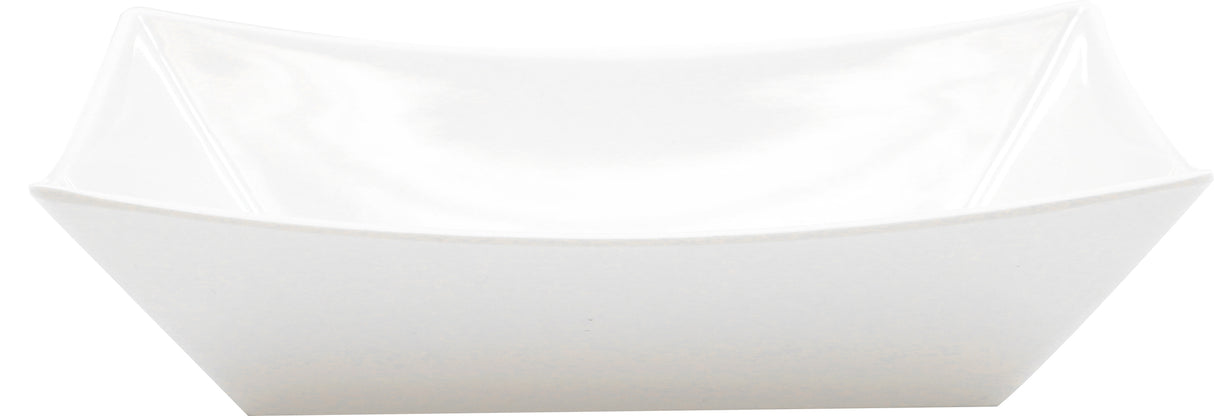 A white, square-shaped Better Burger Fry Tray with slightly flared and curved sides is photographed against a white background. The tray is empty, and its glossy surface reflects light, creating soft highlights.