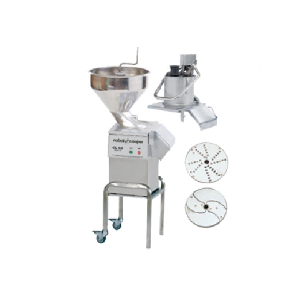 Robot Coupe CL55E2FEEDHEADS NODISC E-Series Commercial Food Processor Includes: Vegetable Prep Attachment With Automatic Feedhead & Pusher Feedhead (6-7/8" Dia.)