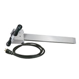 A silver metal Hot Wand Oil Melter with a black handle, attached to a long, flat blade. A thick black power cord with a three-prong plug extends from the handle, coiled neatly beside the coconut oil melter on a white background.