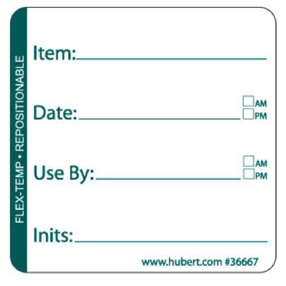 Hubert 36667 - Flex-Temp Use By Rotation Label, 2" X 2", Square