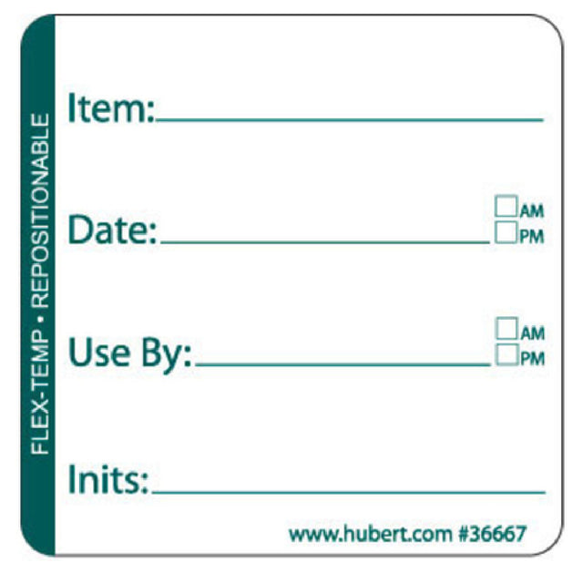 Hubert 36667 - Flex-Temp Use By Rotation Label, 2" X 2", Square