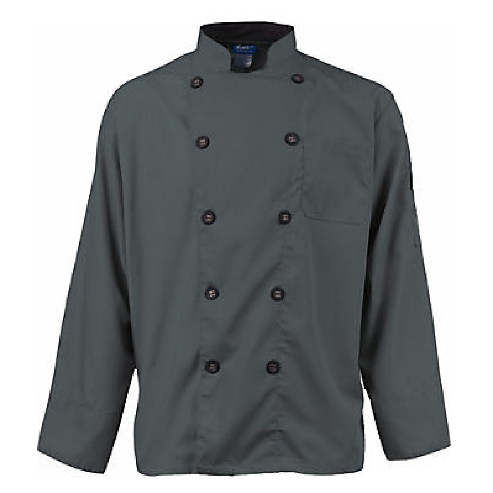 KNG 2122SLBKXS Kng Active Chef Coat Xs Mens Slate/black Ls