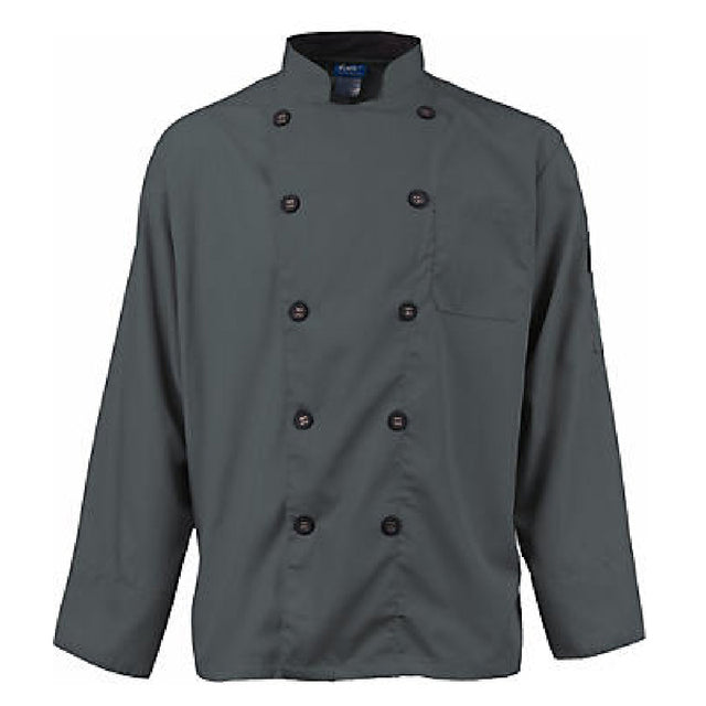 KNG 2122SLBKXS Kng Active Chef Coat Xs Mens Slate/black Ls