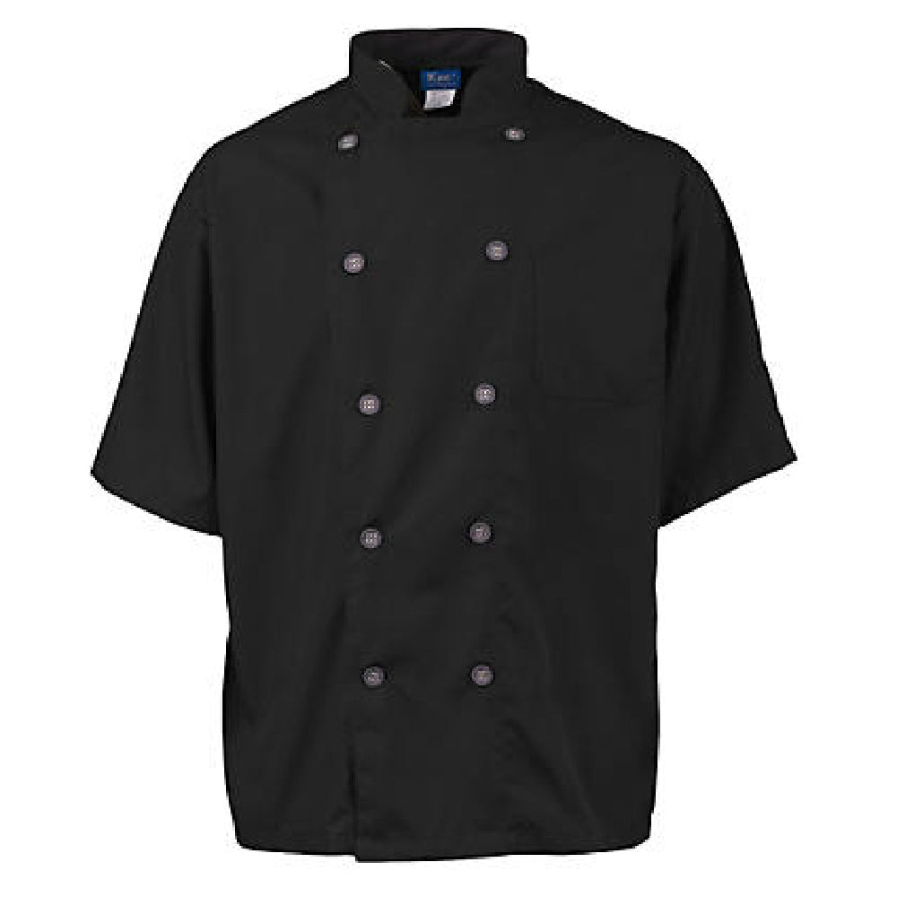 AllPoints 2124BKSLXS Xs Mens Active Chef Coat Black/slate Ss