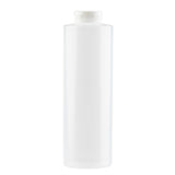 A tall, cylindrical, translucent white plastic 24 oz squeeze bottle with a white flip-top cap is centered against a plain white background. The bottle is empty and unlabelled, featuring smooth sides and a simple, minimalist design.