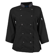 AllPoints 2125BKSLL Lg Women Activechef Coat Black/slate 3/4 Sleeve