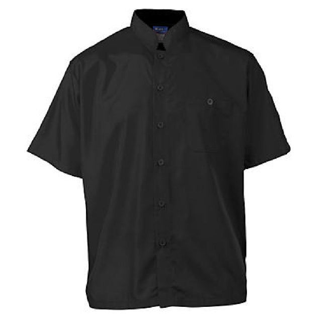 KNG 2126BKBKM Kng M Active Chef Shirt Mens Black Ss